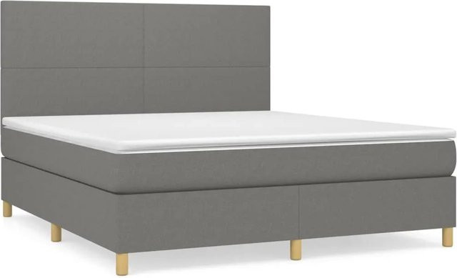 vidaXL Boxspringbett Hybrid mit Matratze und Taschenfederkern in Dunkelgrau, B/T/H: 180 x 200 x 118 cm - Bild 1