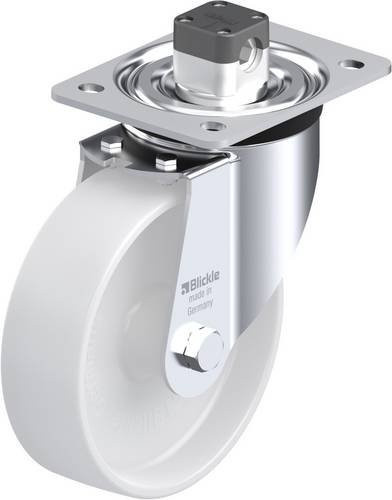 Blickle Lenkrolle L-PO 160G-CS11 mit Feststeller, Rad-Durchmesser: 16 cm, Tragfähigkeit: 400 kg, weiß/galvanisiert - Bild 1