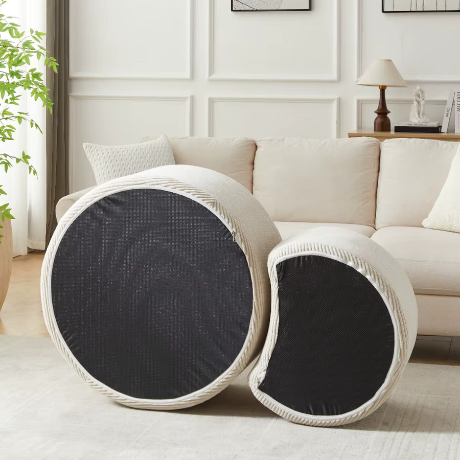 Anajqaqia 2-teiliges Couchtisch-Set, moderne runde gepolsterte Beistelltische in Beige für Wohnzimmer und Schlafzimmer - Bild 2