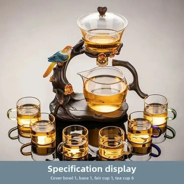 YDM Beauty Life Automatisches Glas Tee-Set mit magnetischer Teekanne und 6 Teetassen in Transparent - Bild 1