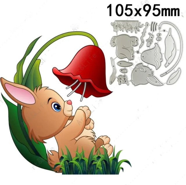 Metall-Schneidwerkzeug Osterhase und Kaninchen Schablone in Silber für Scrapbooking und Papierarbeiten - Bild 1