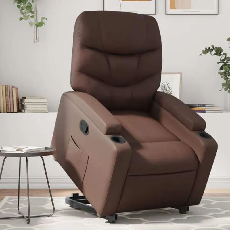 vidaxl Relaxsessel mit Aufstehhilfe für Senioren in Braun aus Kunstleder - Bild 1
