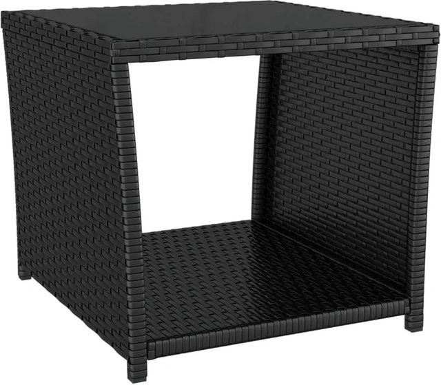 vidaXL Beistelltisch aus Poly Rattan und Hartglas in Schwarz B/T/H: 45 x 40 x 45 cm - Bild 1