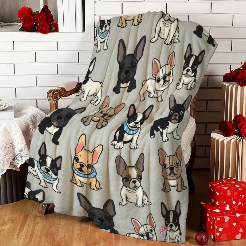 JMG Household Supplies Fleece-Decke mit Französische Bulldogge Welpen-Print, weich und warm, B/H: 70 x 100 cm - Bild 2