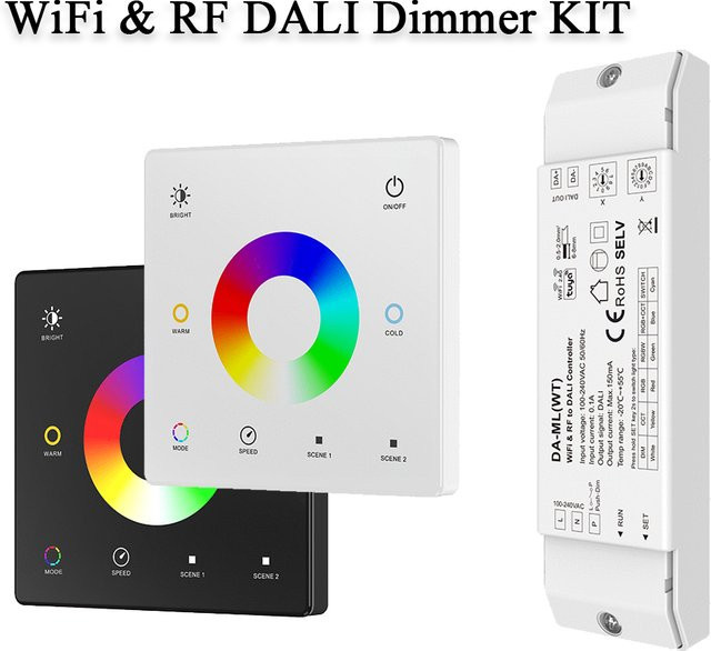 CENFAYA WiFi RF DALI Controller mit Tuya App Smart Dimmer DT6 DT7 DT8 DALI Bus Netzteil und 2,4G Touch Fernbedienung in Weiß - Bild 1