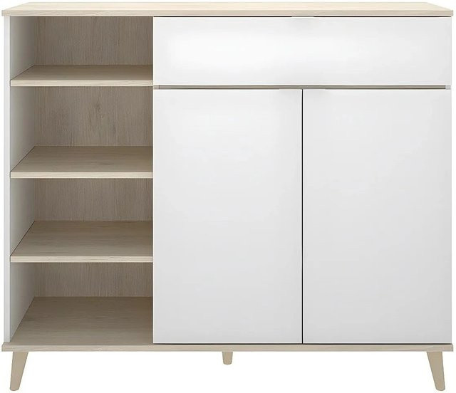 Vente-unique Buffetschrank Wajdi in Weiß und Natur Eiche im skandinavischen Design - Bild 1