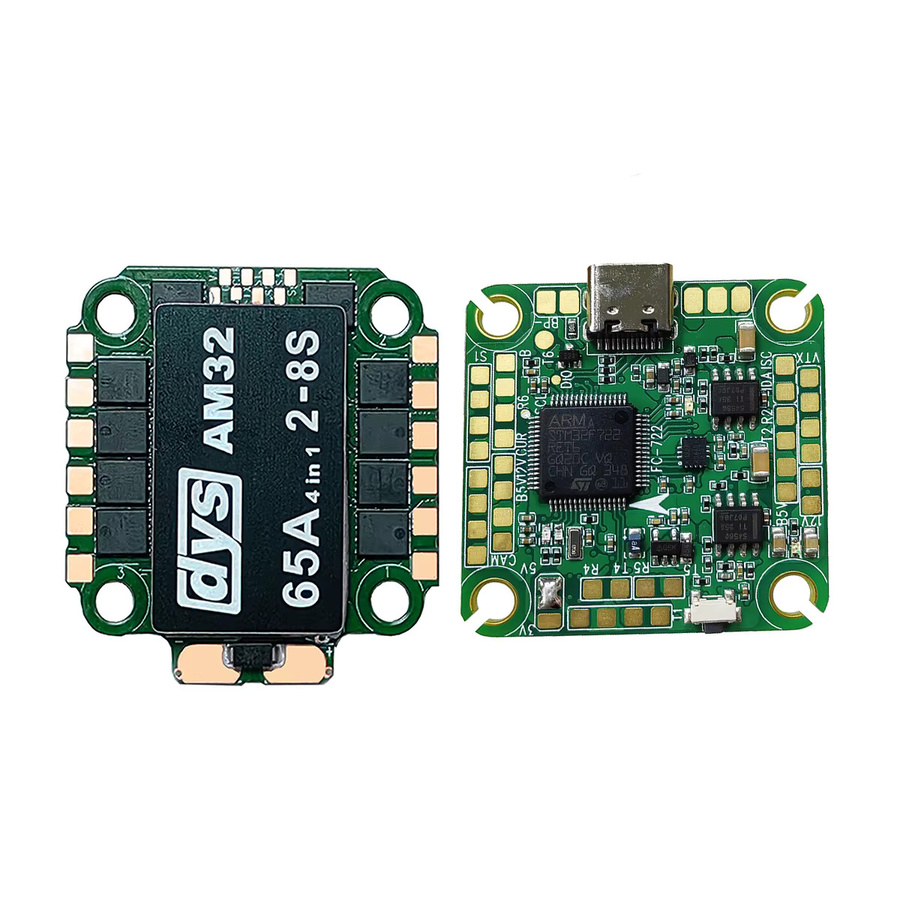 DYS AM32 65A 4in1 ESC und F7 F722 Flight Controller Stack für Freestyle FPV Racing Drohnen in Grün - Bild 2