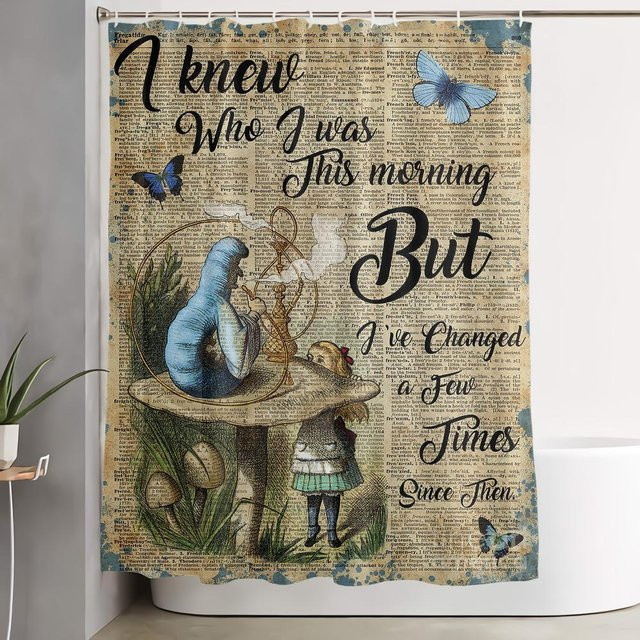 Baifenbai Home Furnishing Duschvorhang Alice im Wunderland Fantasielandschaft Pilzkunst, Mehrfarbig, B: 180 cm, H: 240 cm - Bild 1