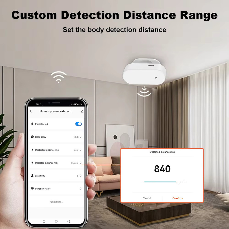 Tuya Smart Human Presence Detector mit 24 GHz Radar-Entfernungserkennung und WiFi, weißer PIR-Sensor zur Anwesenheitserkennung für deinen Smart Home Assistenten - Bild 4