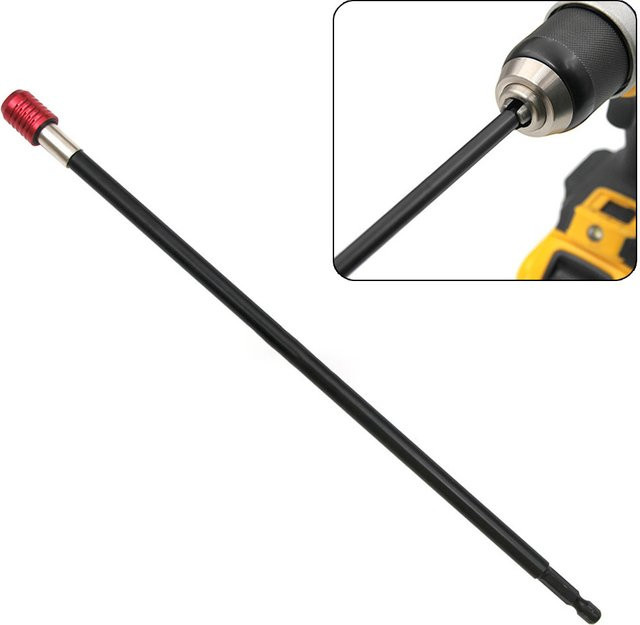 VIBRATITE Magnetische Schnellspann-Bitverlängerung aus High Carbon Stahl, 1/4 Zoll, Schwarz, Länge: 30 cm - Bild 1