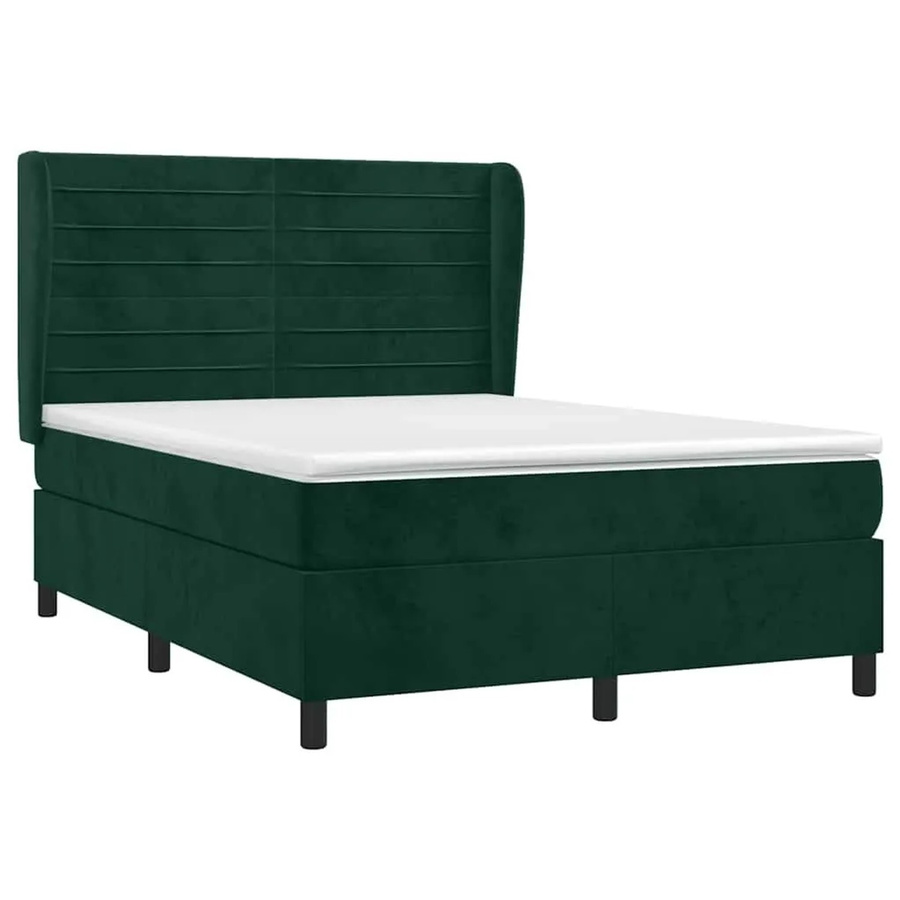 vidaXL Boxspringbett mit Matratze in Dunkelgrün aus Samt, Hybrid-Design mit Taschenfederkern, B/T: 140 x 200 cm - Bild 2