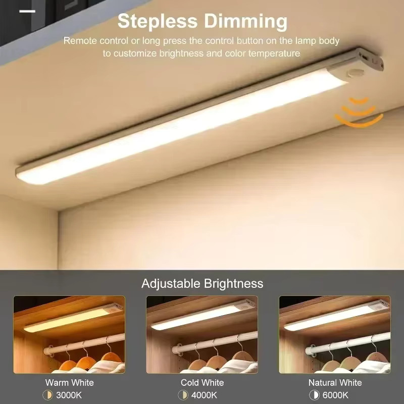 SKYSHADOW Kabellose LED-Nachtleuchte in Weiß mit Bewegungssensor und Fernbedienung, USB-aufladbar für Schrank, Küche und Schlafzimmer - Bild 2