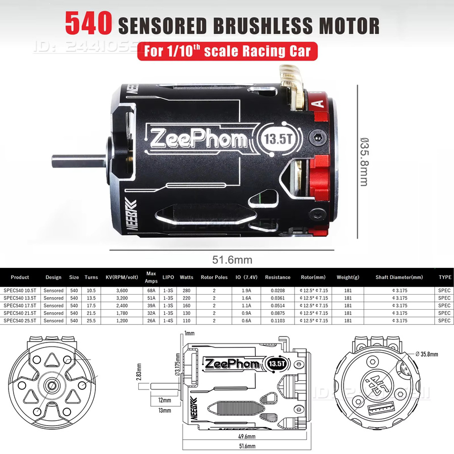 HOBBYWING QuicRun 10BL120 Sensored G2 540 Bürstenloser Motor, 120 A ESC-Geschwindigkeitsregler, 1:10 - Bild 2