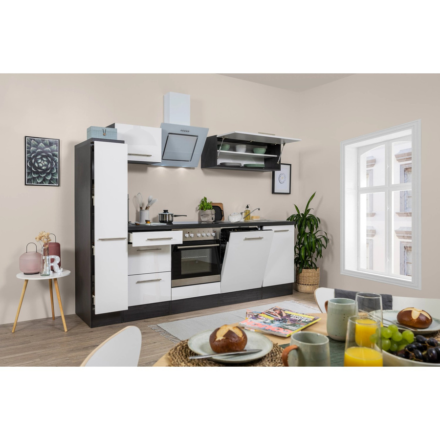 Respekta Premium Küchenzeile modern in Hochglanz Weiß und Grau mit Soft-Close-Türen, Breite: 250 cm, Höhe: 200 cm, Tiefe: 60 cm - Bild 2