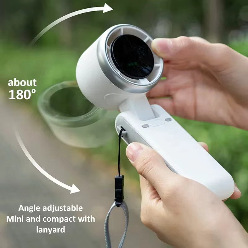 Bytelike Mini Handventilator mit HD-Display, 5 Stufen, faltbar und Type-C, inklusive Umhängeband in Schwarz oder Weiß - Bild 3