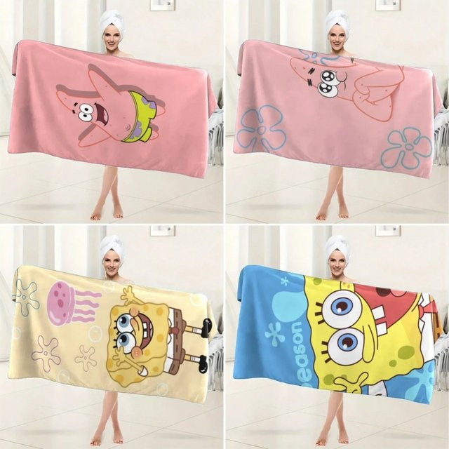 Potdemiel SpongeBob Badetuch, superweiches und saugfähiges Fasertuch für Damen und Herren - Bild 1