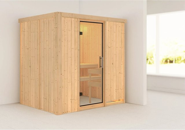 Karibu Sauna Natur aus Profilholz in Brown, B/T/H: 196 x 151 cm - Bild 1