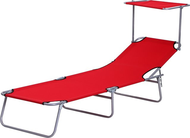 Outsunny Sonnenliege klappbar in Rot mit Sonnen canopy und verstellbarer Kopfstütze - Bild 1