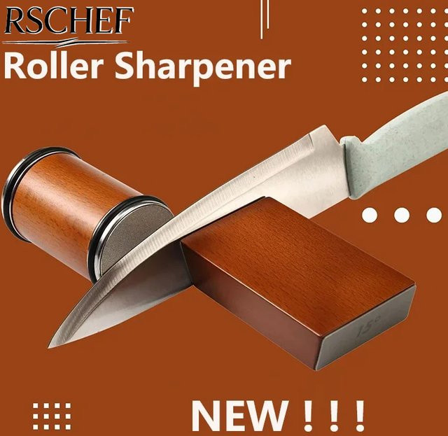 RSCHEF Messerschärfer Set mit magnetischem Messerhalter und Diamant-Schleifstein inklusive Winkelrolle für 15 und 20 Grad - Bild 1