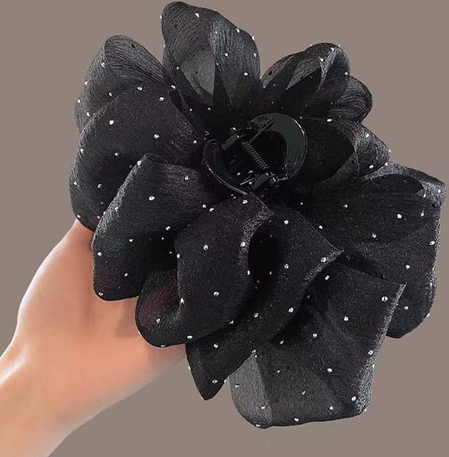 Oudssa Haar-Klaue Clips, Mesh Tüll Stern, schwarz, Damen - Bild 1