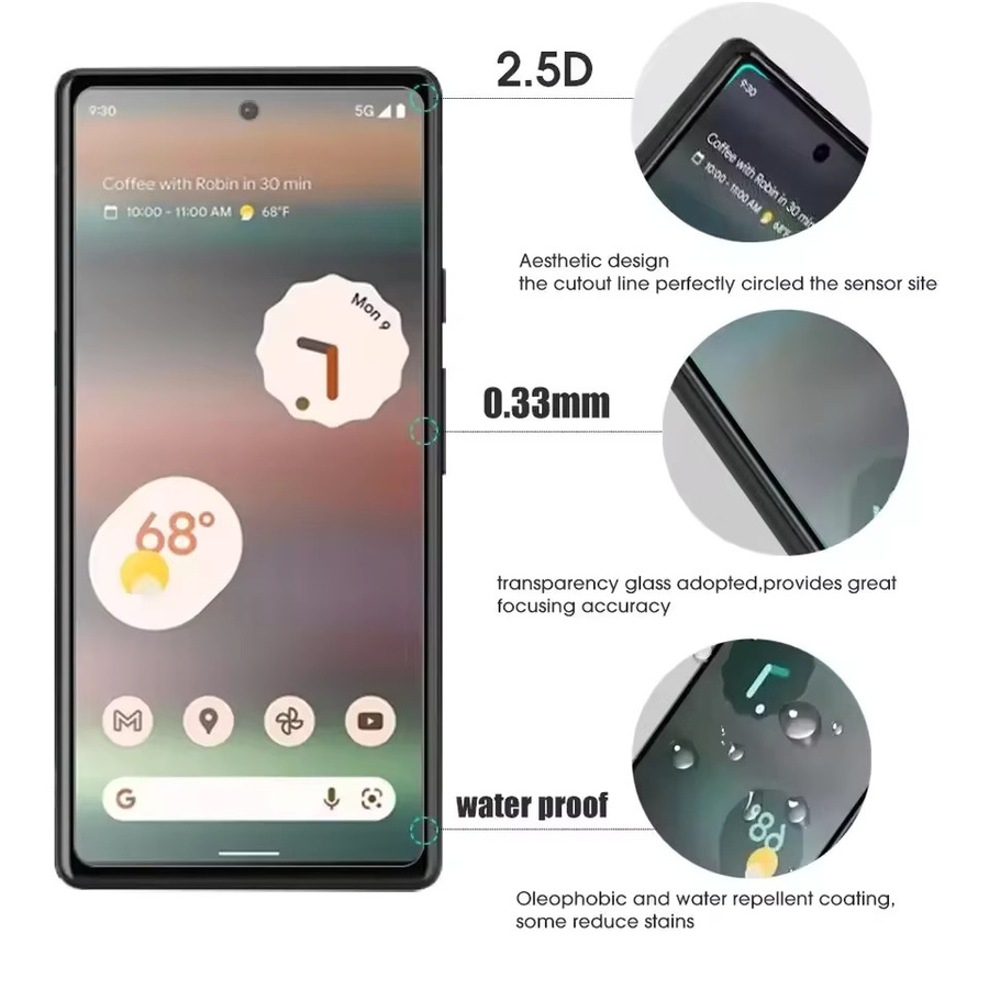 3 Stück Gehärtetes Glas Displayschutz für Google Pixel 9 8 Pro 9A 8A 7 7A 6 6A Transparent - Bild 2