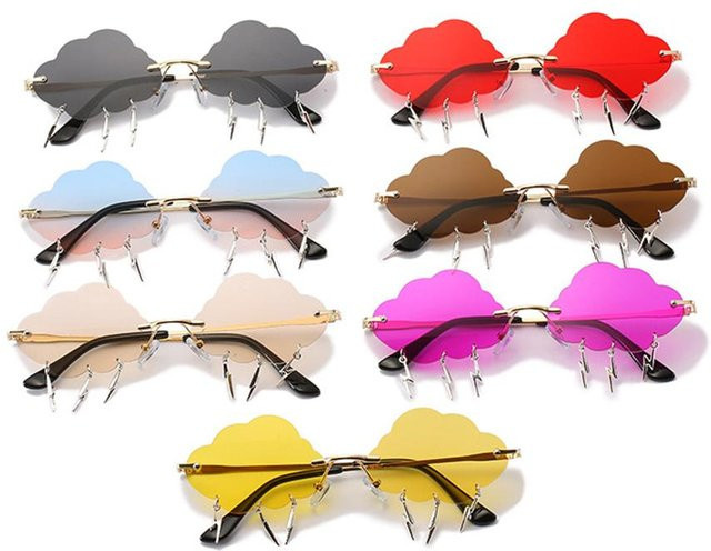 Gootrades Wolken Blitz Sonnenbrille, randlos, bunt, round, Metall, Damen - Bild 1