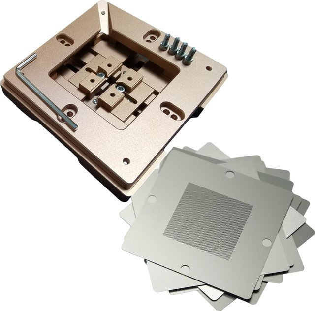 LYBGACNC Universal BGA Reballing Station Vorrichtung mit Magnet und automatisch verstellbarem Schablonenhalter in Gold, 80 mm x 90 mm - Bild 1