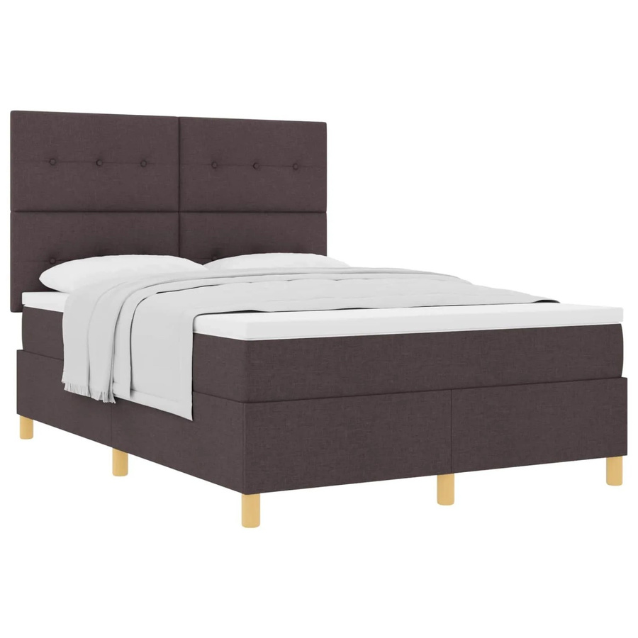 vidaXL Boxspringbett mit Matratze und Taschenfederkern in Braun, B/T: 140 x 190 cm - Bild 2