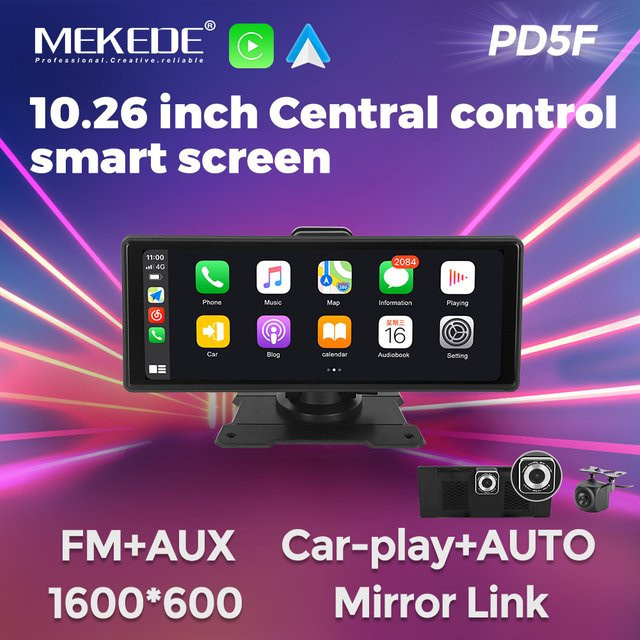 MEKEDE Universal Auto Smart Screen mit 10.26 Zoll Display, Wireless Carplay und Android Auto, Multimedia Video Display mit Bluetooth und Rückfahrkamera, Schwarz - Bild 1