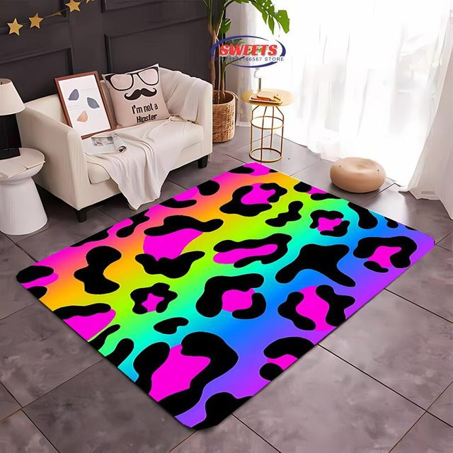 Karpetti Teppich mit Leopardenmuster in Bunt, rutschfest und modern, B/T: 80 x 50 cm - Bild 1