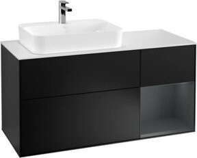 V&B Finion Waschtischunterschrank mit LED-Beleuchtung und internen Schubladen, Wandmontage, Blau lackiert, Breite: 120 cm - Bild 1
