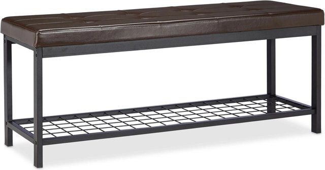 Relaxdays Schuhbank XXL aus Kunstleder und Metall in Braun, gepolstert, B/H/T: 115 x 49 x 40 cm - Bild 1