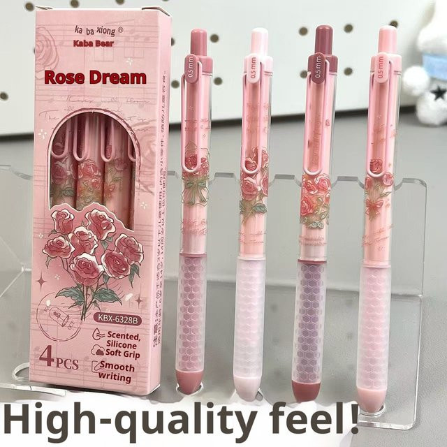 Duft-Gelstifte mit Rose, Hund und Kaffee Motiven in verschiedenen Farben, schwarze Tinte, 0,5 mm Stiftstärke - Bild 1