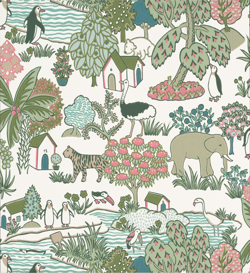 Little Greene Tapete Animal Kingdom Puck mit Tiermotiv in Mehrfarbig - Bild 1