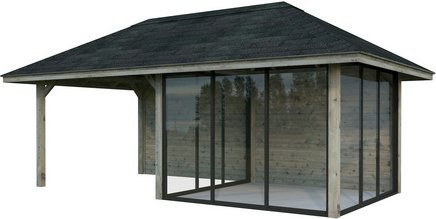 PALMAKO Pavillon Bianca Set 206 Slide aus Fichtenholz in Grau, B/H/T: 588 x 319 x 300 cm - Bild 1
