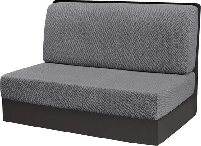 2er-Set Jacquard Sitzkissenbezüge für Wohnmobile und Wohnwagen, elastische Armlose Rückenlehnenbezüge aus Polyester, Grau - Bild 1