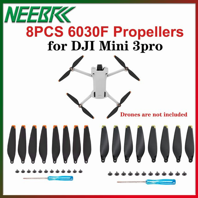 DJI Mini 3 Pro Propeller Set 8 Stück, geräuscharm und leicht, Farbe: Schwarz und Silber - Bild 1
