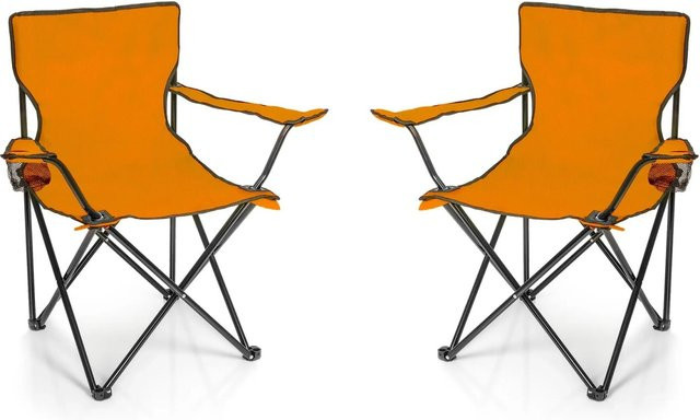 BigDean 2er Set Faltstühle Orange mit Getränkehalter und Tragetaschen - Bild 1