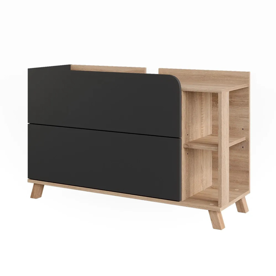 Vicco Waschbeckenunterschrank Karen in Sonoma/Anthrazit mit 2 Türen und Schubladen, B/T/H: 100 x 65 x 35 cm - Bild 2