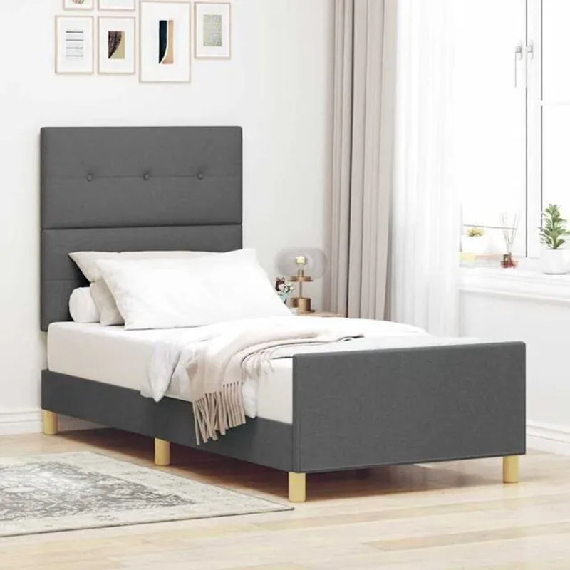 Polsterbett vidaXL mit Kopfteil aus Stoff und Holz in Anthrazit, B/T/H: 80 x 200 cm - Bild 1