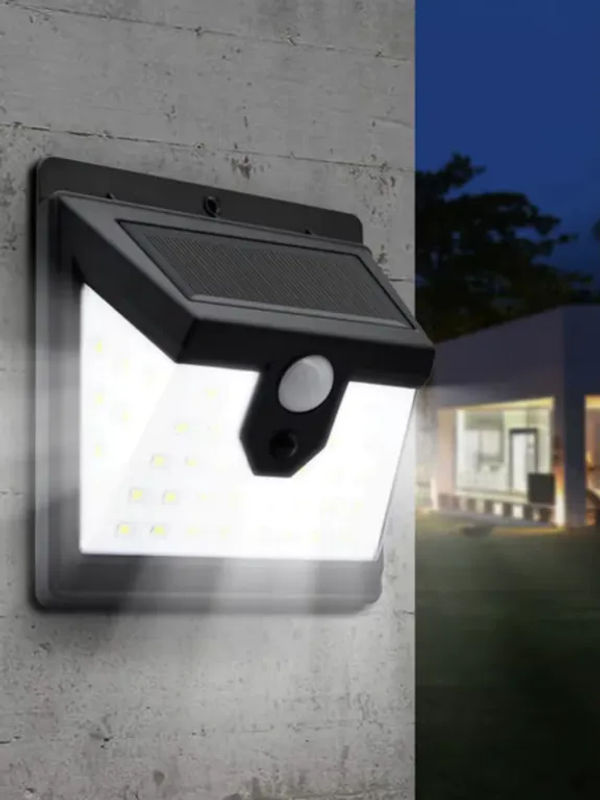 Wasserdichte Solar-LED-Wandleuchte mit Bewegungsmelder für den Außenbereich in Schwarz und Weiß - Bild 7