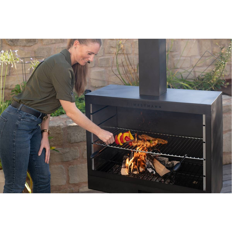 Westmann Grill- und Gartenkamin aus Metall in Schwarz, B/H/T: 90 x 160 x 41 cm - Bild 5