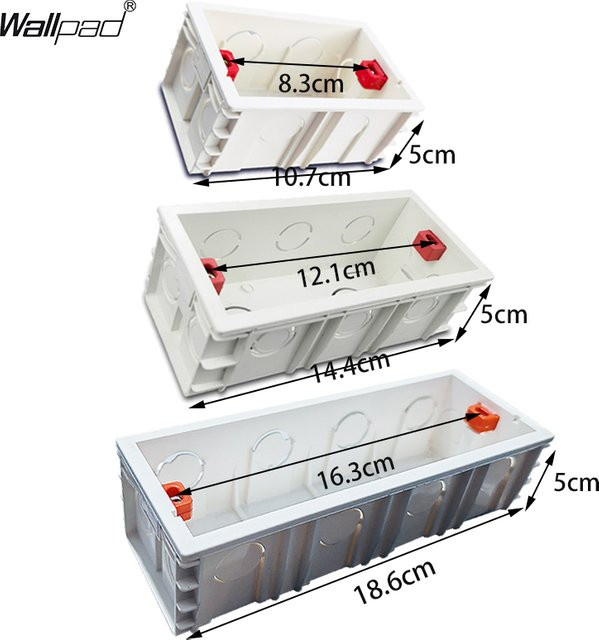 Wallpad Interne Montage Box in Weiß für Wand Schalter und Steckdosen, B/T/H: 107 x 67,5 mm / 144 x 67,5 mm / 186 x 67,5 mm für 118 x 72 mm / 154 x 72 mm / 146 x 72 mm / 197 x 72 mm Einbaueinheiten - Bild 1