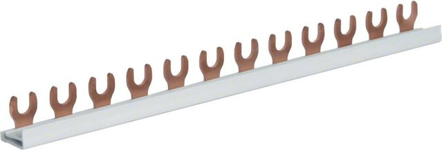 Hager Phasenschiene KDN163A Grau, 1P, 10qmm, 12 Module, Gabelausführung - Bild 1