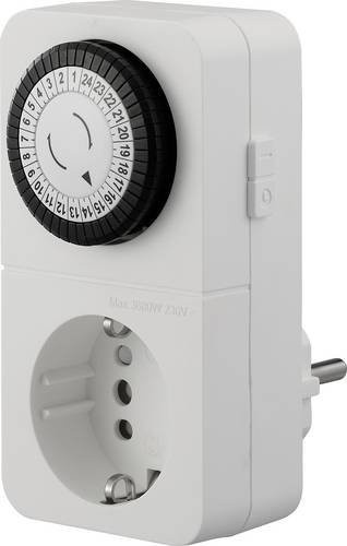 Sygonix SY-6906478 Analoger Steckdosen-Timer mit Tagesprogramm in Weiß, 3680W Dauerbetrieb - Bild 1