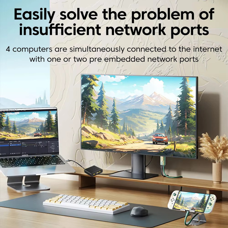 Olaf 4-in-1 Gigabit Ethernet Netzwerk-Switch mit 1 GbE RJ45 Ports in Schwarz oder Weiß - Bild 3