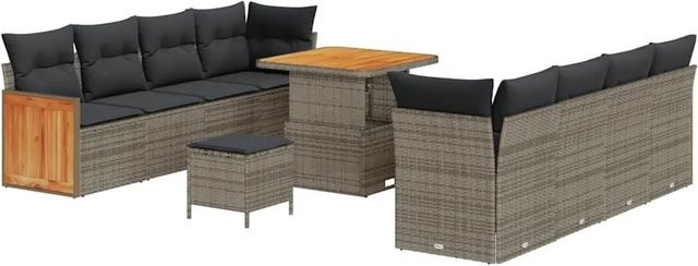 vidaXL Gartensofa-Set in U-Form mit 11-teiligem Polster-Set und Stauraum in Grau - Bild 1