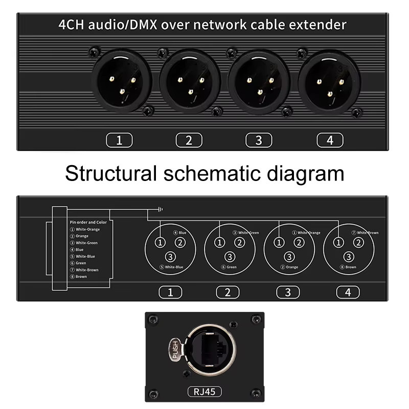 TITAK 1 Paar 4-Kanal 3-Pin XLR Audio und DMX Netzwerk Signal Verlängerer Stecker und Buchse in Schwarz - Bild 2