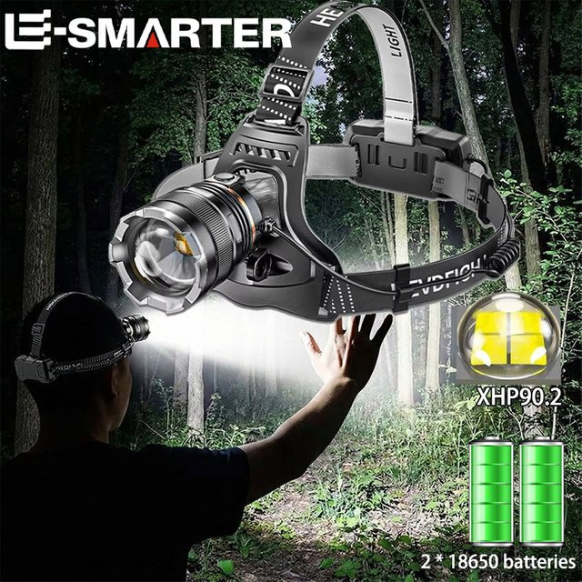 ESMARTER LED-Stirnlampe mit Bewegungssensor, wiederaufladbar, Schwarz - Bild 1