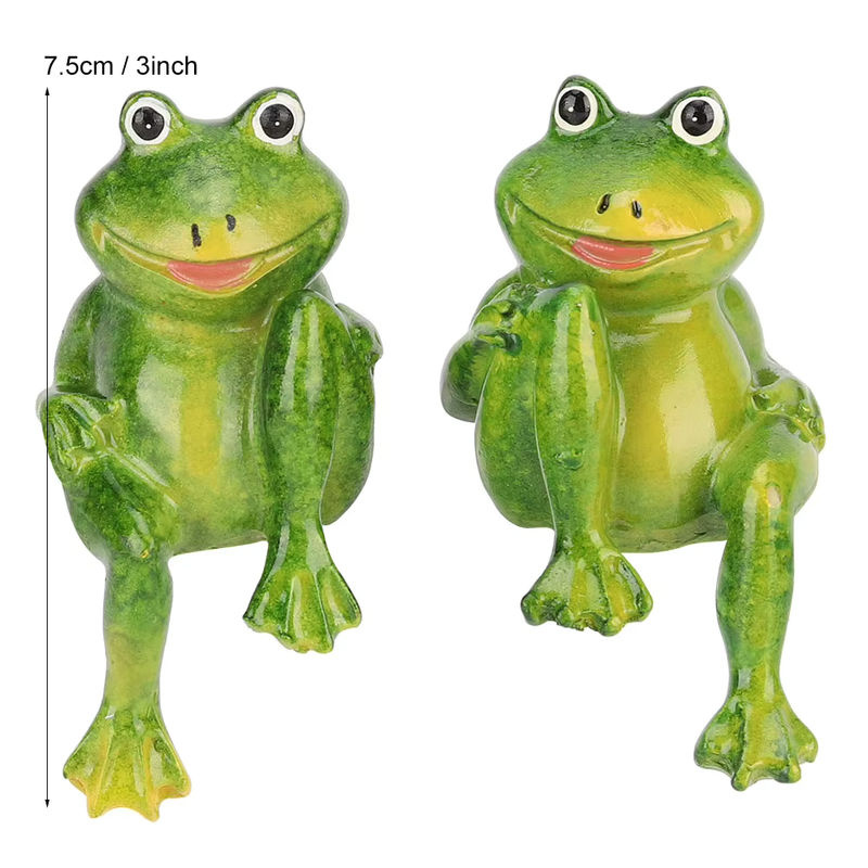 Fdit Garten Deko Frosch Skulptur aus Kunstharz in Grün als Outdoor Ornament für Rasen und Home Desk - Bild 3